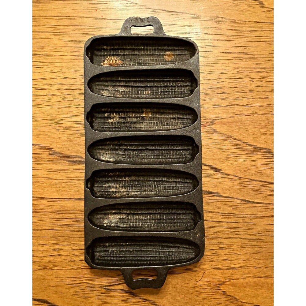Cast Iron Cornbread Stick Pan 7-Stick Mold Rectangle Double Handle Black